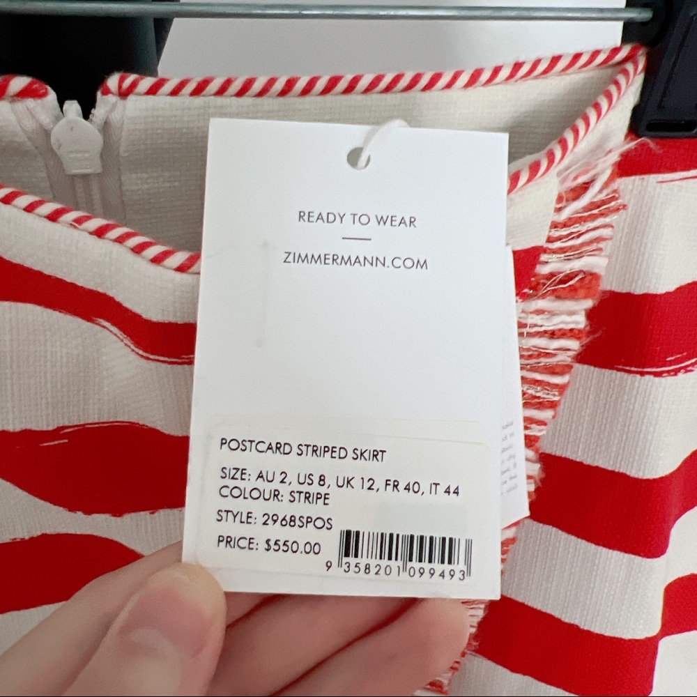 Zimmermann Red and White Striped A-Line Skirt - Picture 9 of 14